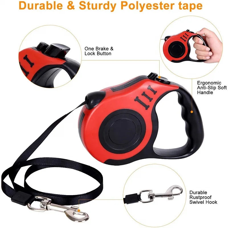 5m Durable Dog Leash Nylon Cat Lead Extension Automatic Retractable Puppy Walking Running Lead Roulette For Dogs Pet Products